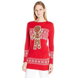 Isabellas Closet Womens Gingerbread On Fair Isle Ugly Christmas Sweater, Medium